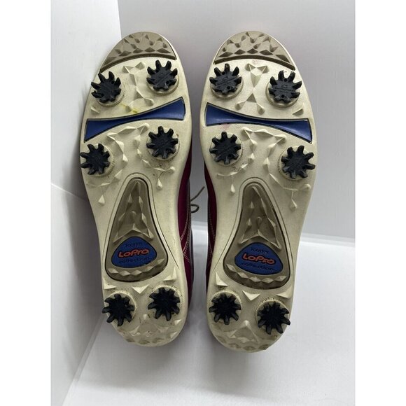 Footjoy LoPro Women's Maroon Red Leather Lace Up Golf Shoes Cleats US 9M 97028 - Picture 8 of 10